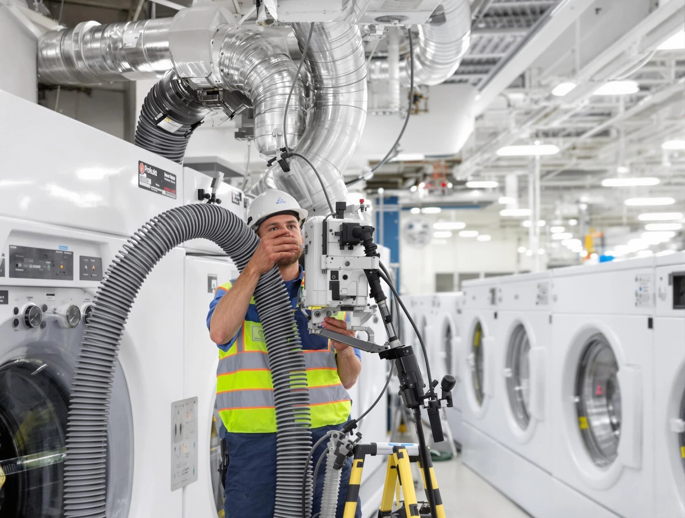 Fairburn Dryer Vent Cleaning team performing commercial-grade dryer vent cleaning at a business facility in Fairburn
