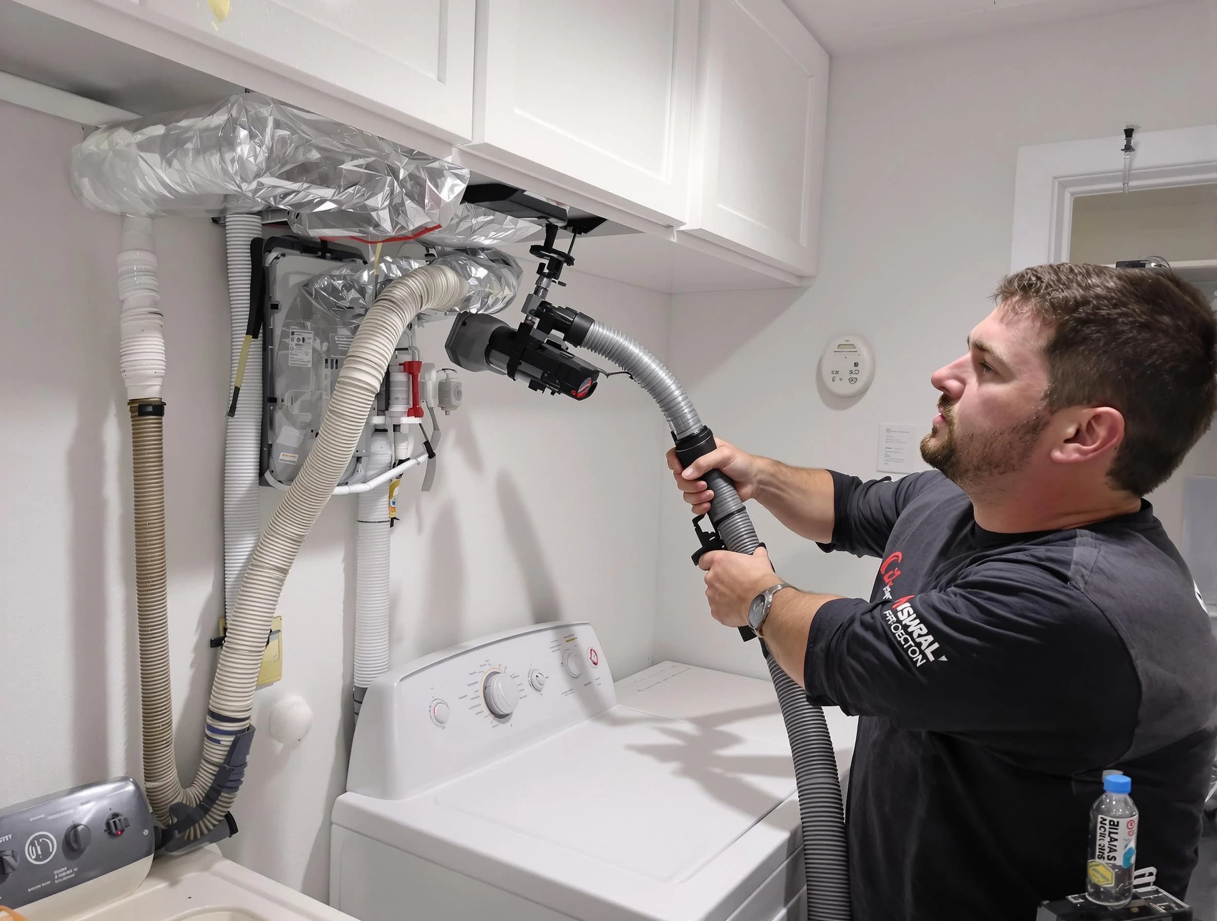 Fairburn Dryer Vent Cleaning certified technician performing safety-focused gas dryer vent cleaning in Fairburn